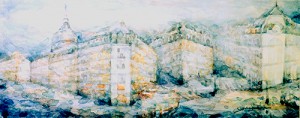 "Gare Saint Lazare" aquarelle 20x50